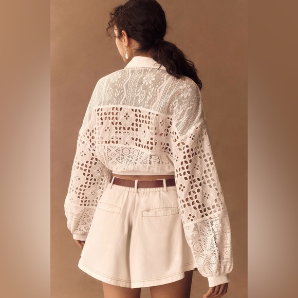 NWT Pilcro Cutwork Bubble Sleeve Shirt - Size L - Picture 2 of 8